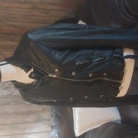 Free People Black Vegan Moto Biker Jacket Size L - Picture 5 of 12